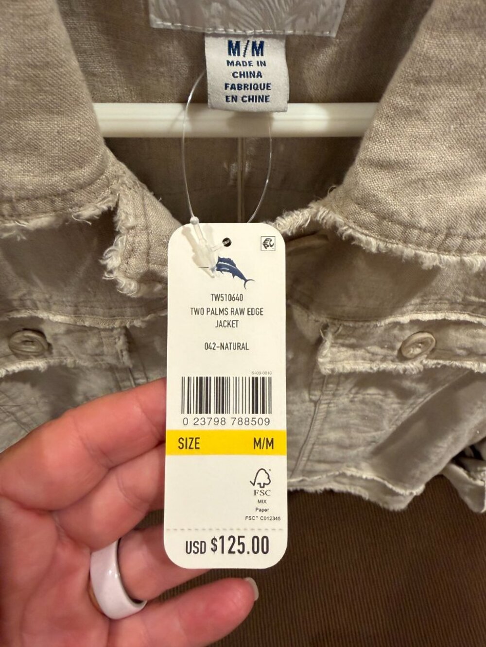 NWT Tommy Bahama Two Palms Linen Raw Edge Jacket SZ M, Color Natural - Picture 7 of 7